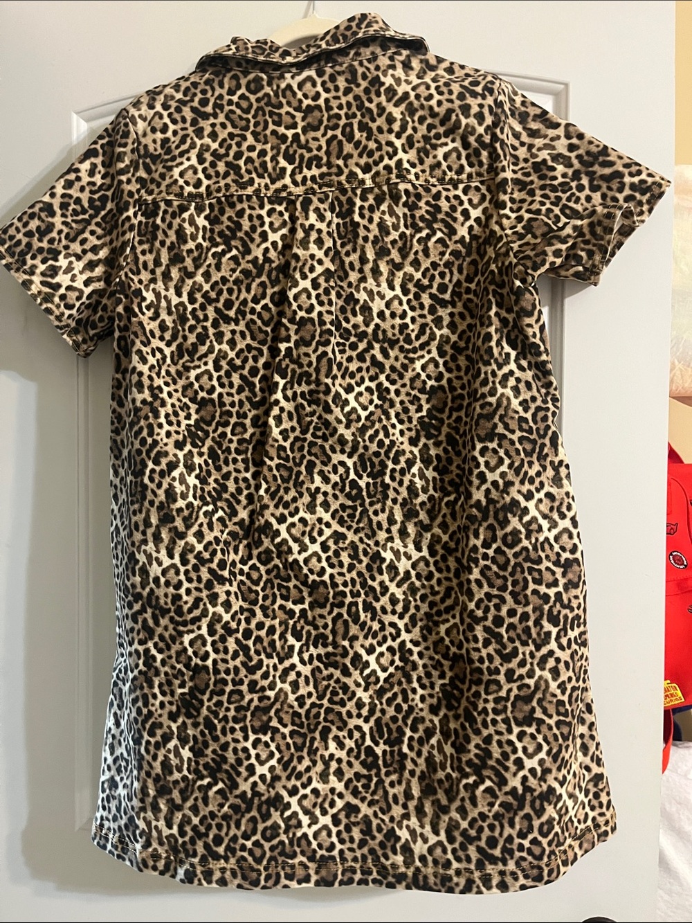 LOFT Leopard Print Short Sleeve Shirt Dress in Tan and Black - Picture 5 of 5
